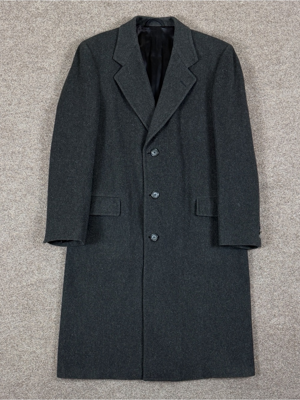 Vintage Hart Schaffner & Marx Grey Long Wool Overcoat Men’s Large Winter Coat